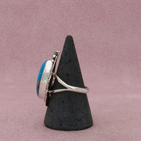 navajo sterling silver evelyn spencer vintage braided turquoise ring size 9 - Picture 2 of 3